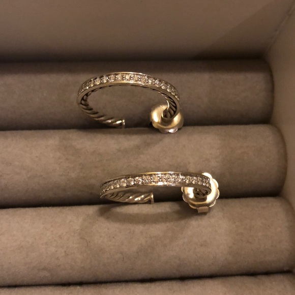David Yurman Jewelry - David Yurman crossover hoop diamond earrings